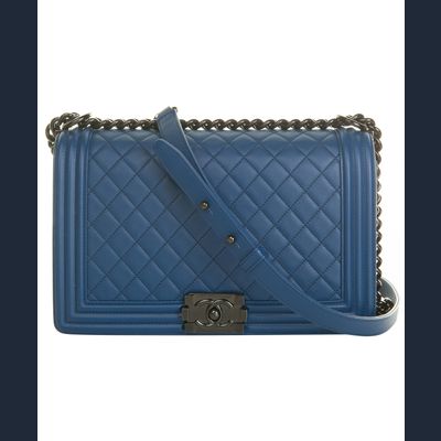 Chanel New Medium Blue Foncé Quilted Lambskin 'Boy' Bag