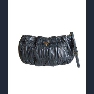 Prada Black Nappa Gaufre Wristlet