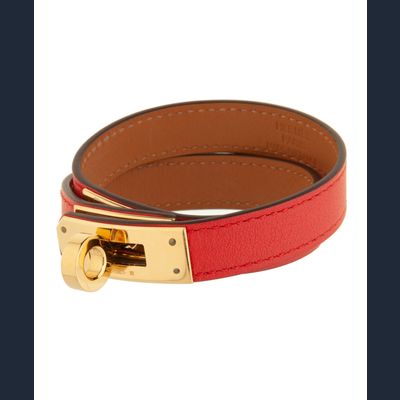 Hermès Kelly Double Tour Bracelet in 'Rouge de Coeur' Leather