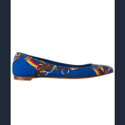 Ralph Lauren Blue Equestrian Horse Bit Ballet Flats