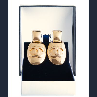 Chanel Logo Pendant Earrings