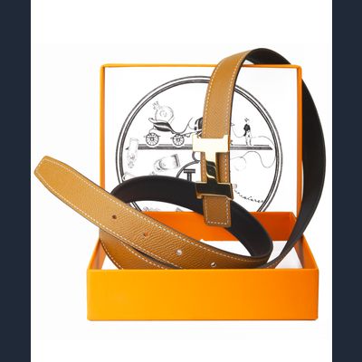 Hermès Reversible 'Constance' Camel / Black Belt