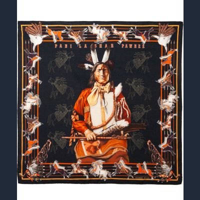 Hermès the 90 Scarf in Light Cashmere, Pani La Shar Pawnee