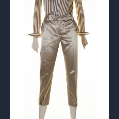 Brunello Cucinelli Silk Cropped Straight-Leg Pants