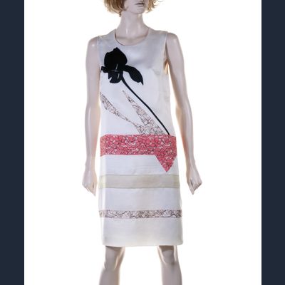 Christian Dior White Multicolor Printed Sleeveless Dress
