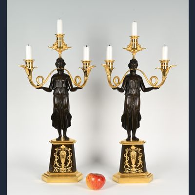 A pair of large Directoire candelabras