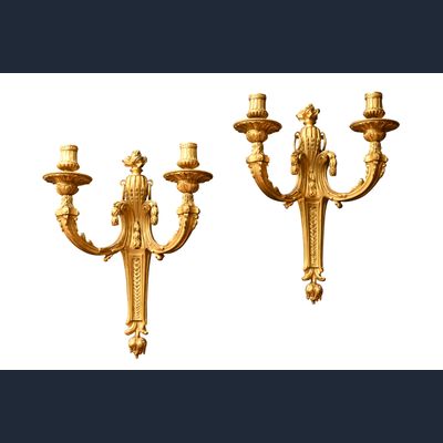 Een paar Franse Louis XVI stijl Wandappliques
