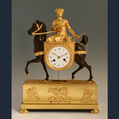 Kaiserliche Pendeluhr 'Milchmädchen zu Pferd'