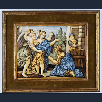 Een majolica plaquette, Castelli.