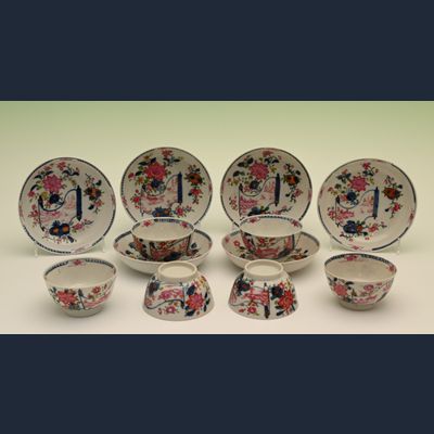 A set of six Chinese porcelain cups and saucers