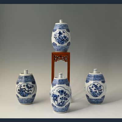 Four Chinese porcelain liquor casks