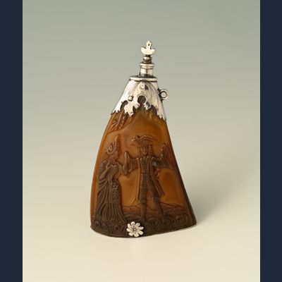 Un cor de poudre hollandais du 17ème siècle avec une image érotique.