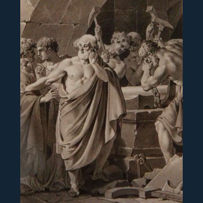 Tekening door Jacques Kuyper: studie voor boekprent van 'Pythagoras'