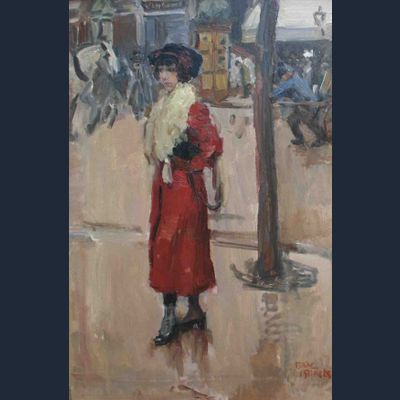 Parisienne met rode mantel