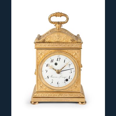 A Swiss ormolu 'pendule d'officier' with grande sonnerie, by Meuron & Compagnie, circa 1810