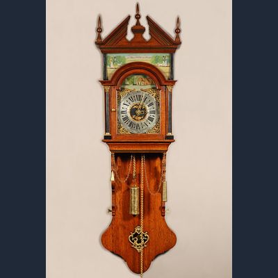 Een zeldzame kleine Friese eiken Burgemeester staartklok, gedateerd 1836