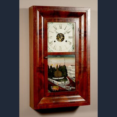 Een Amerikaanse mahonie 'ogee shelf' klok door Seth Thomas