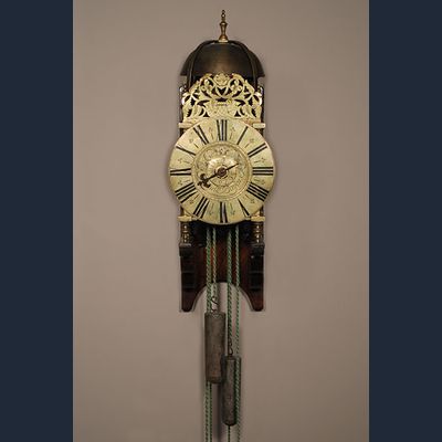 A good French brass striking alarm lantern clock Rouelle A Bayeux, circa 1730