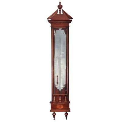 A good Dutch Louis XVI mahogany inlaid 'bakbarometer', by Zaveri Ori, circa 1800