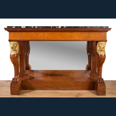 Een Franse Empire mahonie consoletafel door Jacob Desmalter