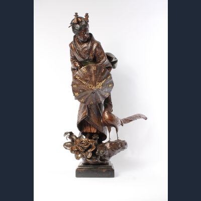 Een fraaie en zeldzame Franse verbronsd metalen sculpturale ' Oosterse' klok, circa 1880.