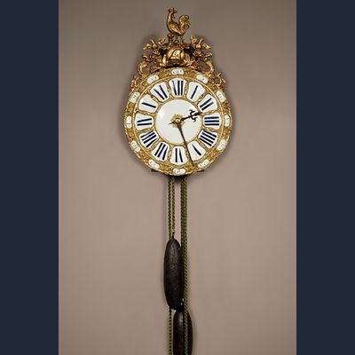 A French brass striking alarm lantern clock, second quarter 18th Century