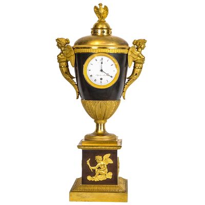 An exceptionally rare French gilt and patinated bronze night projection timepiece, by Bofenschen, Paris, early 19th century