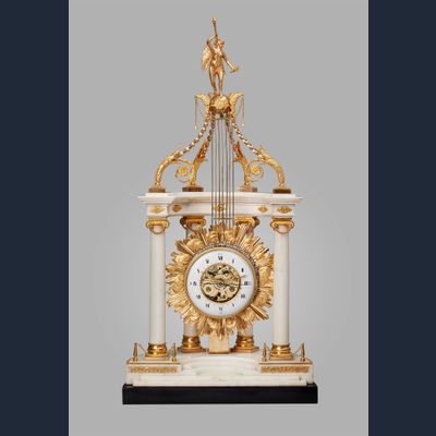 Imposing Monumental Louis XVI Temple Mantel Clock, circa 1780