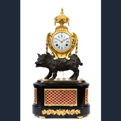  Louis XV bronze pendulum clock “Pendule au Sanglier”