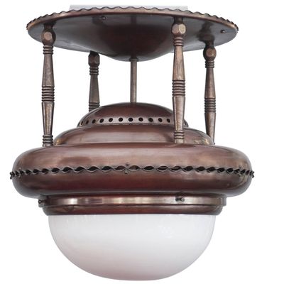 A nice and typical Dutch Amsterdam school design ceiling lamp, circa 1920