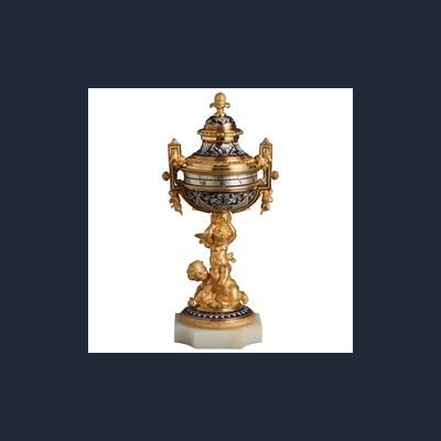 A beautiful French enamel and ormolu annular dial clock, circa 1860