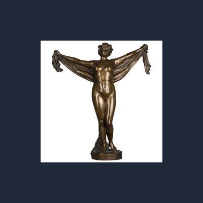 A nice patinated bronze of a nude female lady holding a scarf, circa 1880