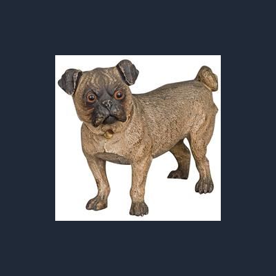 A beautiful Austrian cold painted 'Vienna Bronze' of a pug dog, circa 1890