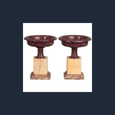 Exceptional pair of probably Egyptian porphyry marble, circa 1830