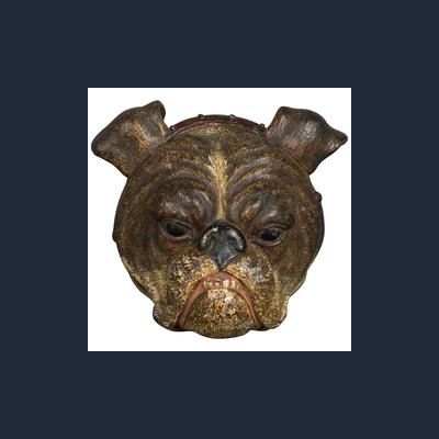 Vienna bronze wall clip of a bulldog head, circa 1900