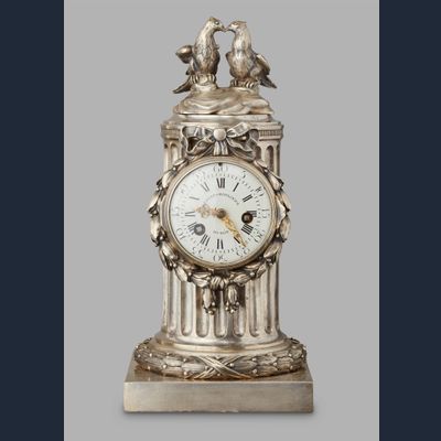 An 18th Century Louis XVI Pendule Clock by L'Epine, with an unusual silvered case by Osmond, circa 1780