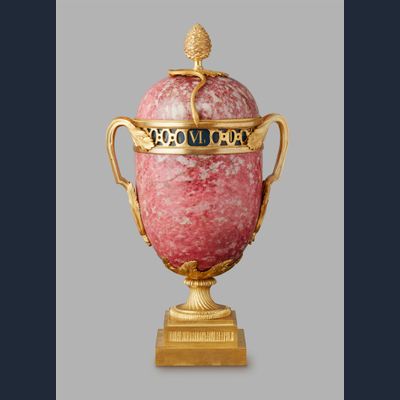 An unusual Rhodonite Annular French Urn Clock, circa 1880