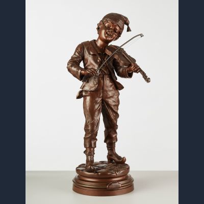 Bronzen beeld muzikant