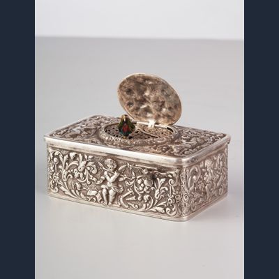 A Silver German Singing Bird Box, circa 1900