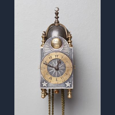 An English miniature striking lantern wall clock