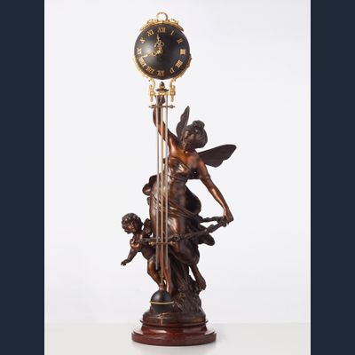 A French Swinger (Mystery) clock by Auguste Moreau, circa 1900