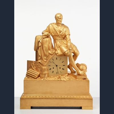 A large French Empire bronze ‘Horatius’ mantel clock, circa 1820