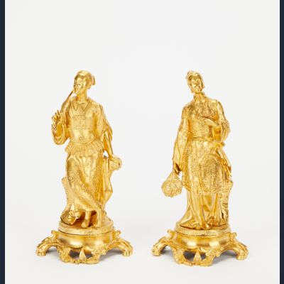 Louis XV style gildeld bronze asian style small statues