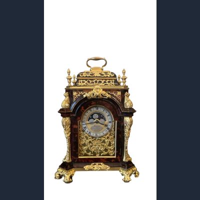 A very handsome Marwick Markham signed 19th century small bracket clock with moon phase