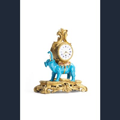 Louis XV-inspired, untouched English 19th-century mantel clock in the form of an elephant