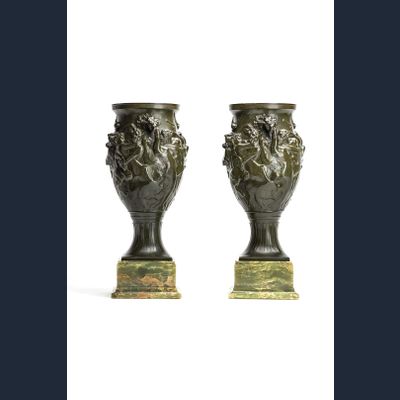 Art Nouveau bronze patinated vases