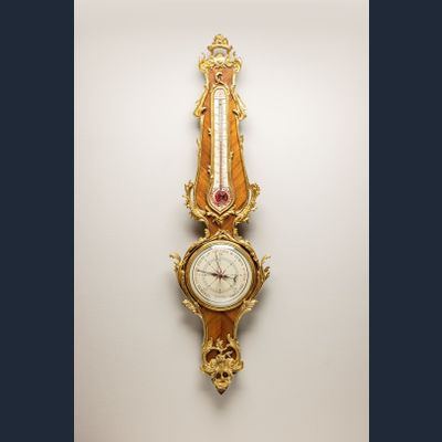 Rosewood Banjo Barometer with Thermometer