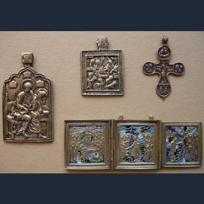 Russian metal icons, travelling icos