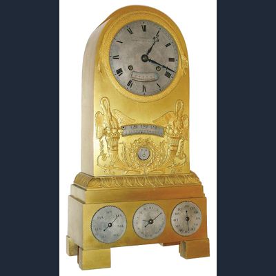 M166 Tabel/mantel clock calendar, moon  phases retrograde displays, 8 day time and strike pendule a Paris movement signed Pons on front plate