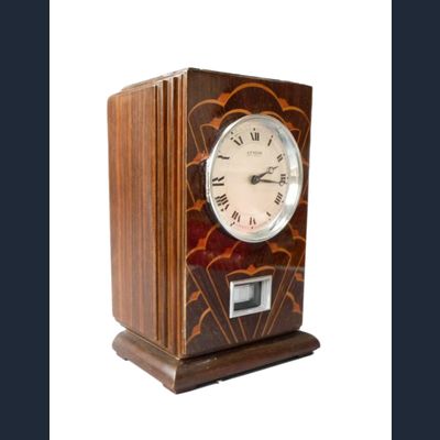 M169 Coromandel houten Reutter Atmos klok, Art Deco periode en stijl, Frankrijk ca 1930.